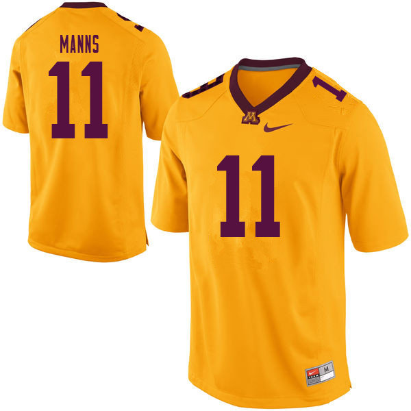 Men #11 Jornell Manns Minnesota Golden Gophers College Football Jerseys Sale-Yellow